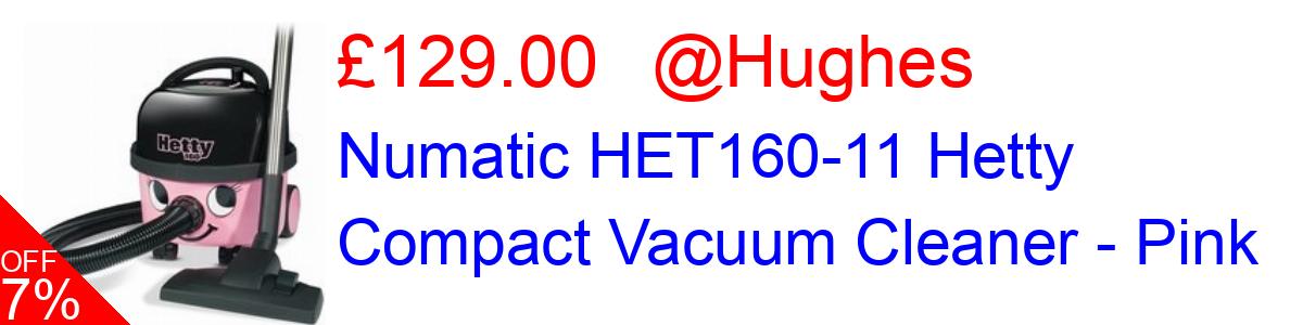 7% OFF, Numatic HET160-11 Hetty Compact Vacuum Cleaner - Pink £129.00@Hughes