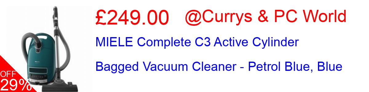 29% OFF, MIELE Complete C3 Active Cylinder Bagged Vacuum Cleaner - Petrol Blue, Blue £249.00@Currys & PC World