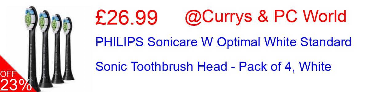 23% OFF, PHILIPS Sonicare W Optimal White Standard Sonic Toothbrush Head - Pack of 4, White £26.99@Currys & PC World