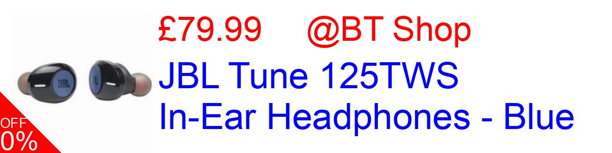 11% OFF, JBL Tune 125TWS In-Ear Headphones - Blue £79.99@BT Shop