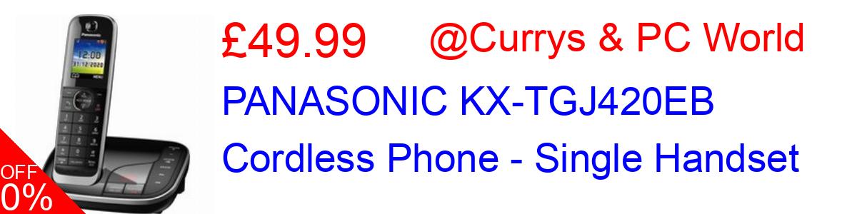 38% OFF, PANASONIC KX-TGJ420EB Cordless Phone - Single Handset £49.99@Currys & PC World