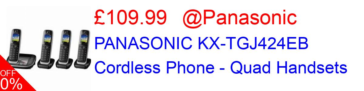27% OFF, PANASONIC KX-TGJ424EB Cordless Phone - Quad Handsets £109.99@Panasonic