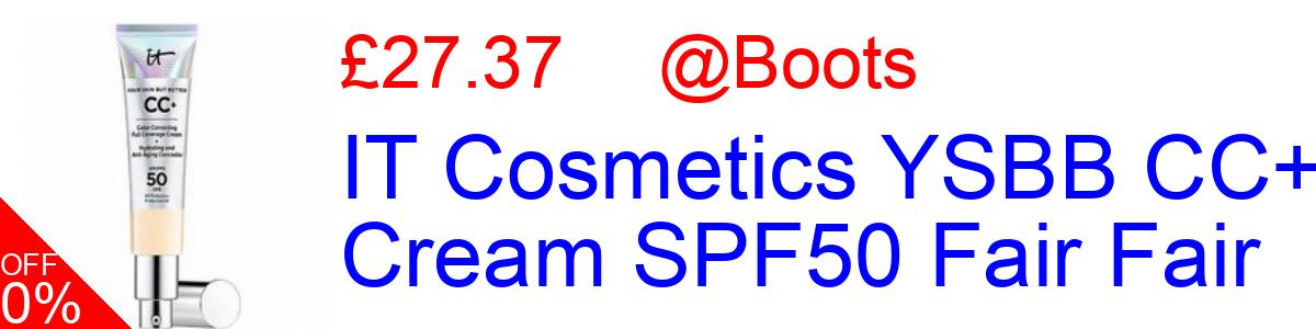 25% OFF, IT Cosmetics YSBB CC+ Cream SPF50 Fair Fair £27.37@Boots