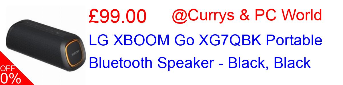 41% OFF, LG XBOOM Go XG7QBK Portable Bluetooth Speaker - Black, Black £99.00@Currys & PC World