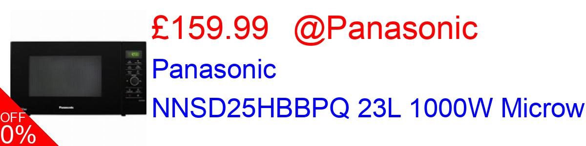 13% OFF, Panasonic NNSD25HBBPQ 23L 1000W Microwave £139.99@Panasonic