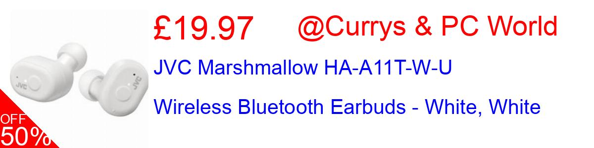 50% OFF, JVC Marshmallow HA-A11T-W-U Wireless Bluetooth Earbuds - White, White £19.97@Currys & PC World
