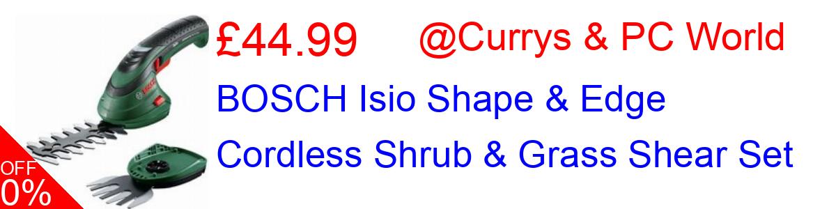 44% OFF, BOSCH Isio Shape & Edge Cordless Shrub & Grass Shear Set £44.99@Currys & PC World