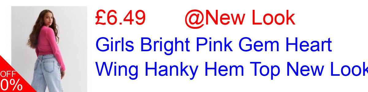 50% OFF, Girls Bright Pink Gem Heart Wing Hanky Hem Top New Look £6.49@New Look