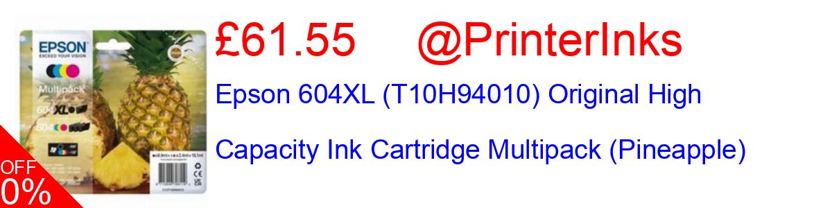 11% OFF, Epson 604XL (T10H94010) Original High Capacity Ink Cartridge Multipack (Pineapple) £55.95@PrinterInks
