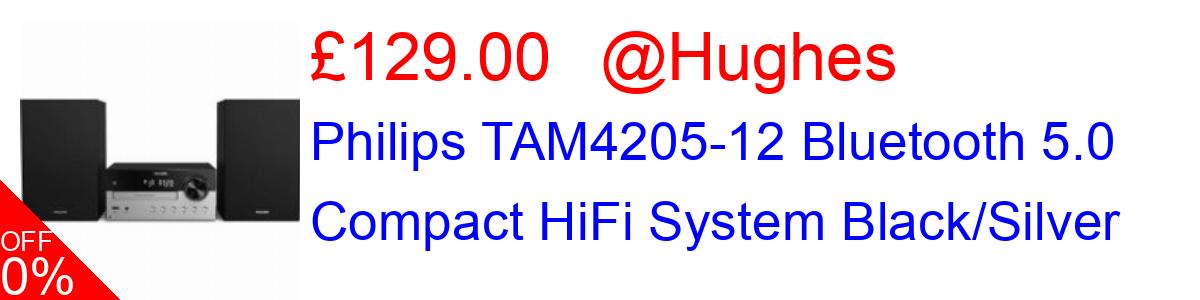 7% OFF, Philips TAM4205-12 Bluetooth 5.0 Compact HiFi System Black/Silver £129.00@Hughes