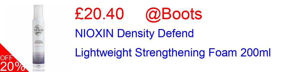 20% OFF, NIOXIN Density Defend Lightweight Strengthening Foam 200ml £20.40@Boots