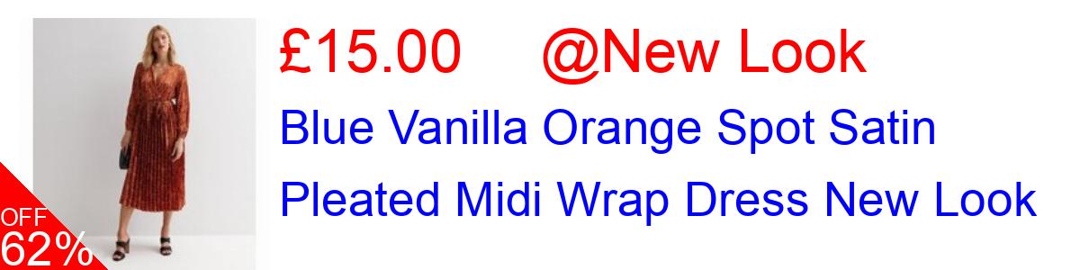 63% OFF, Blue Vanilla Orange Spot Satin Pleated Midi Wrap Dress New Look £15.00@New Look