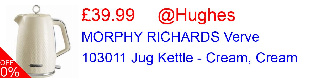 20% OFF, MORPHY RICHARDS Verve 103011 Jug Kettle - Cream, Cream £39.99@Hughes