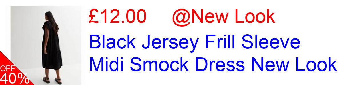 40% OFF, Black Jersey Frill Sleeve Midi Smock Dress New Look £12.00@New Look