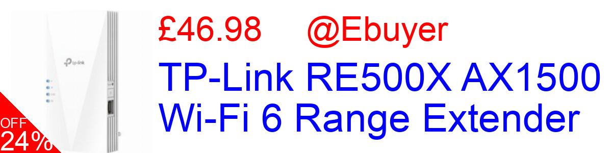 24% OFF, TP-Link RE500X AX1500 Wi-Fi 6 Range Extender £46.98@Ebuyer